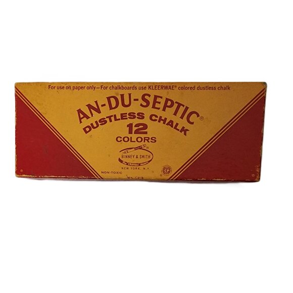 RARE NEW AN-DU-SEPTIC BINNEY & SMITH DUSTLESS CHALK 12 COLORS VINTAGE - Picture 4 of 4